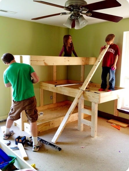 DIY Wood Triple Bunk Beds