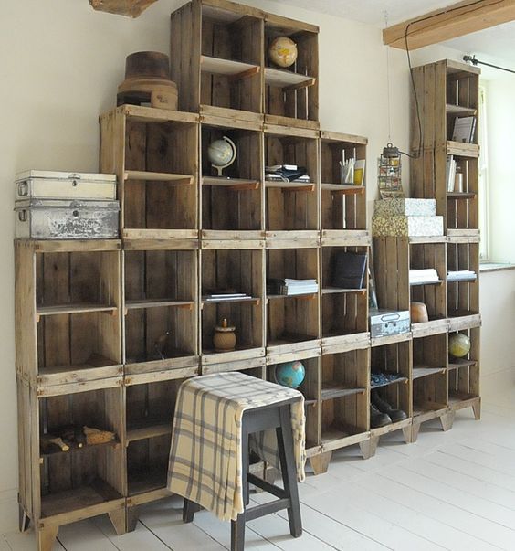 Build a Shelving Unit with a Wall of Old Crates!