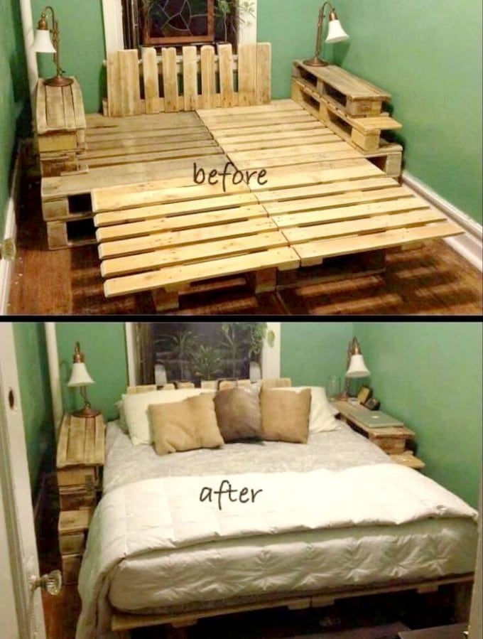 DIY Pallet Bed Frame...these are the BEST Pallet Ideas!