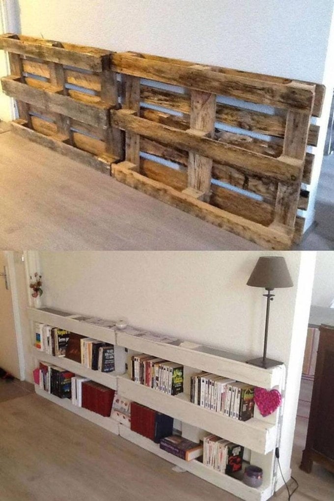 DIY Pallet Bookshelves...these are the BEST Pallet & Wood Ideas!
