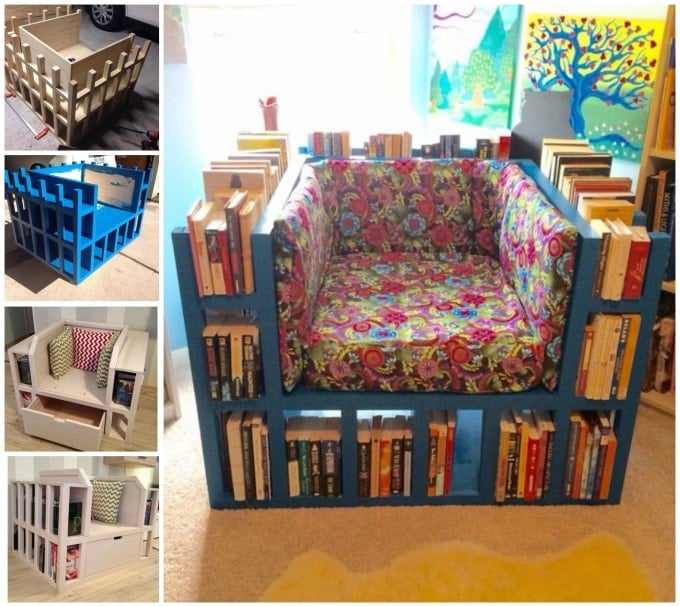 DIY Bookshelf Chair...these are the BEST DIY Wood & Pallet Ideas!