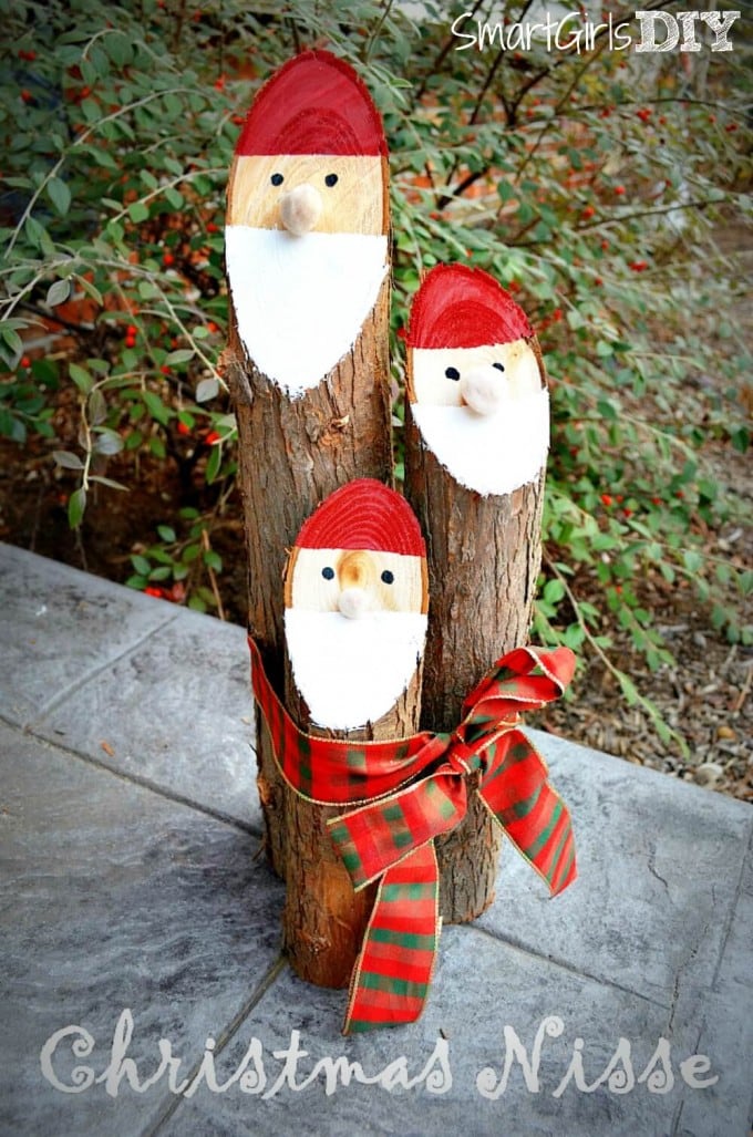 diy christmas decorations homemade crafts snowman logs santa decoration decorating easy flop flip decor wood log craft wreath daisy smart
