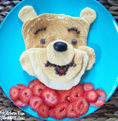 Winnie the Pooh Pancakes for breakfast from KitchenFunWithMy3Sons.com