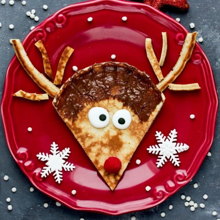 reindeer pancake slice on a plate