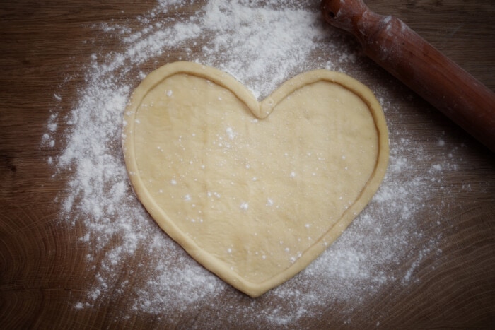 Valentine Heart Shaped Pizza process