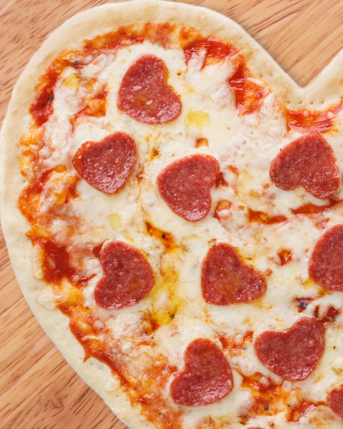Valentine Heart Shaped Pizza close