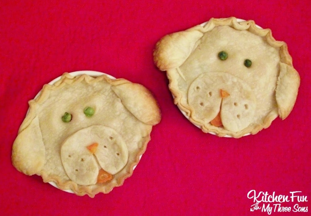 Puppy Pot Pie with a chicken pot pie recipe that the kids will love...from KitchenFunWithMy3Sons.com