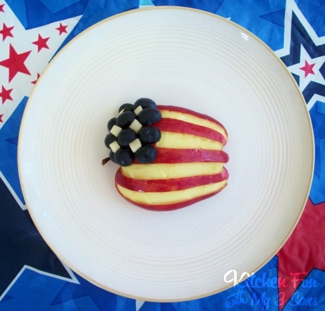 American Flag Apple Snack on a plate