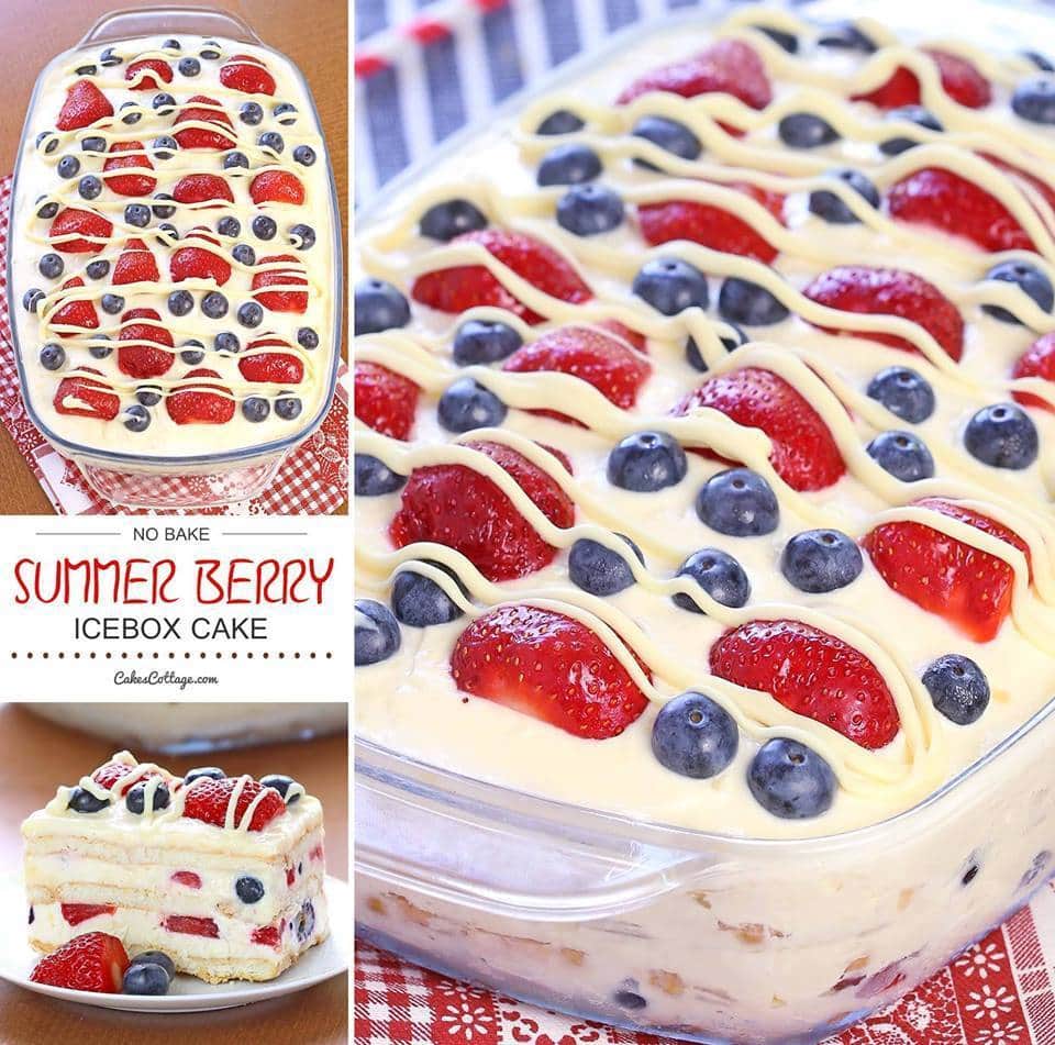 No Bake Patriotic Ice Box Cake...perfect for Summer!