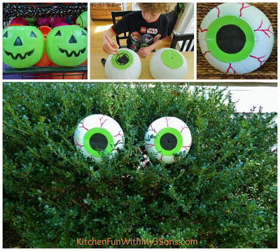 DIY Spooky Bush Eyes for a fun Halloween craft from KitchenFunWithMy3Sons.com!