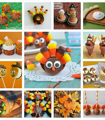 A collage of 13 images with each one showing a different turkey day dessert