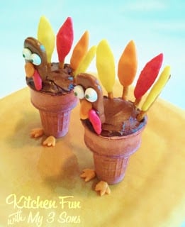 Thanksgiving Tootsie Turkey Cake Cones