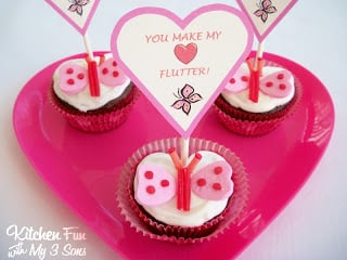 Valentine Butterfly Cupcakes with Free Printables!