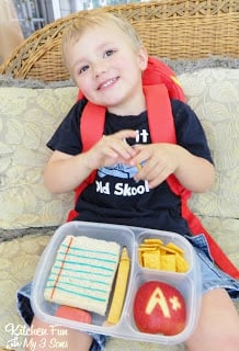 Here is my very happy 2 year old with his Back to School Bento!