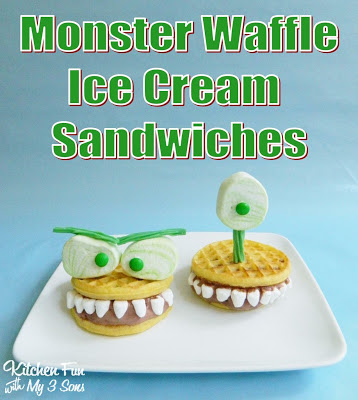 Monster Waffle Ice Cream Sandwiches