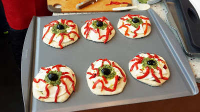Here are the Eyeball Biscuit Pizza's before we baked them