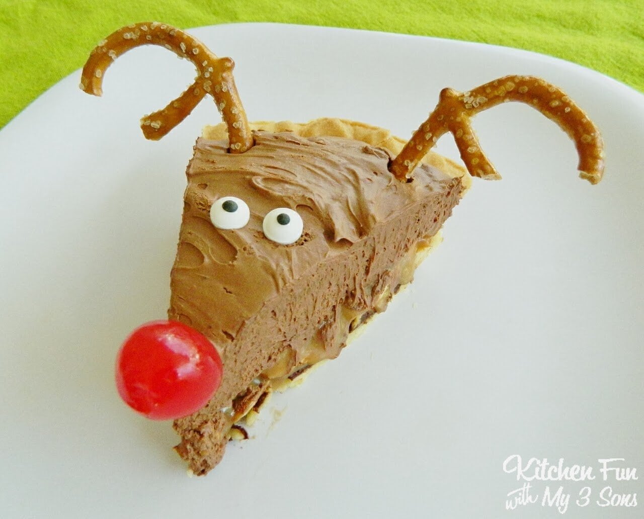 Rudolph the Red Nose Reindeer Pie...this Chocolate Caramel Pie Recipes is AMAZING!