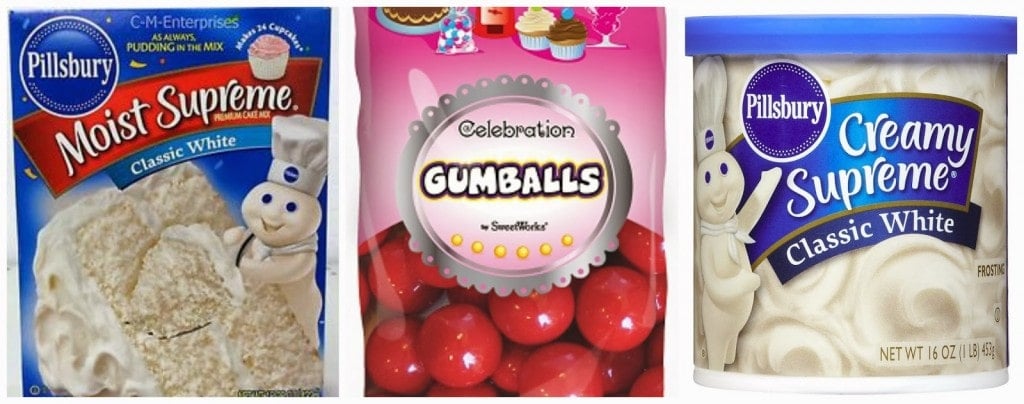 Gumballs, Frosting and Cake Mix