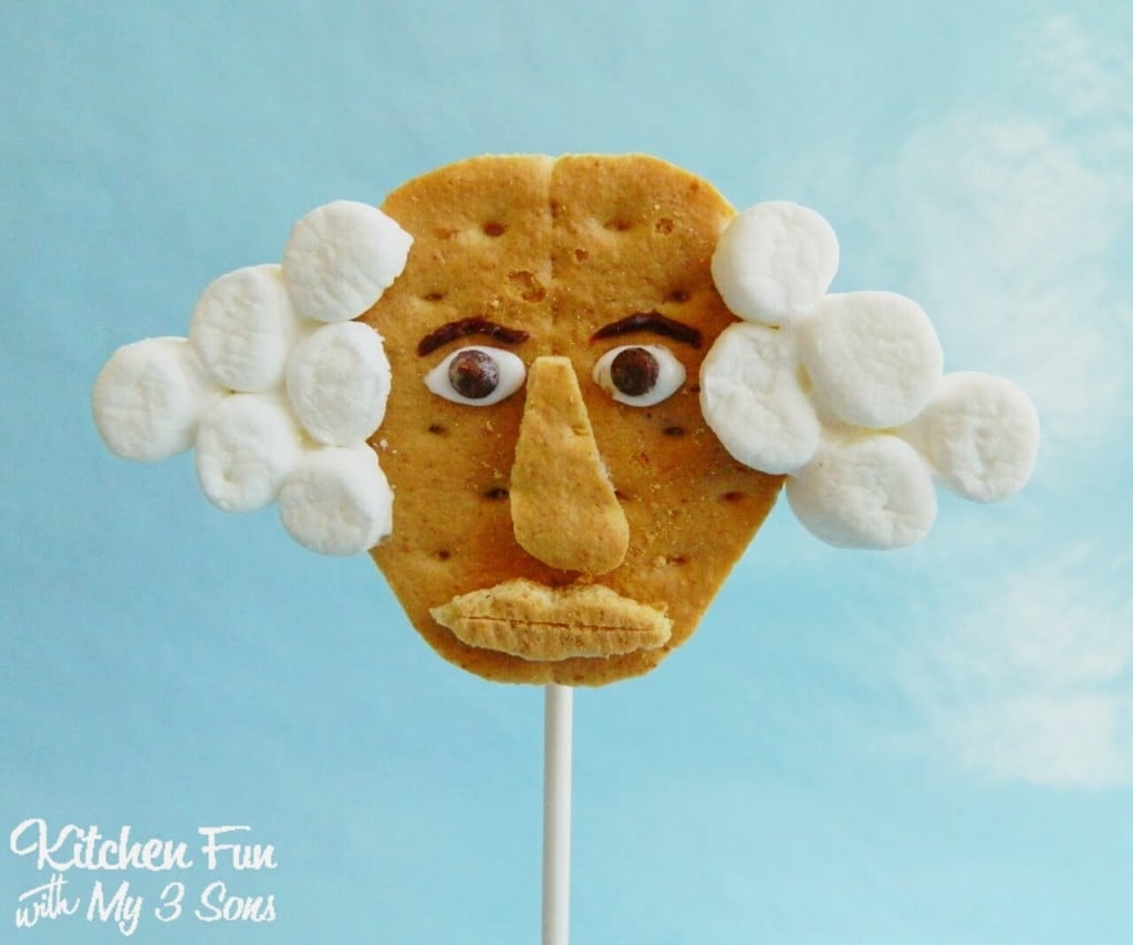 George Washington S'mores Cookie Pops for Presidents Day Close Up