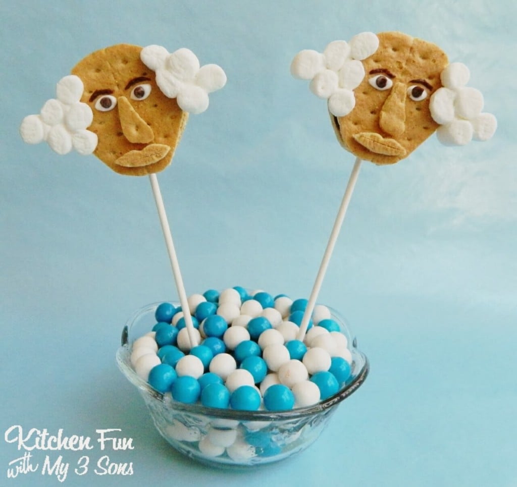 George Washington S'mores Cookie Pops for Presidents Day!