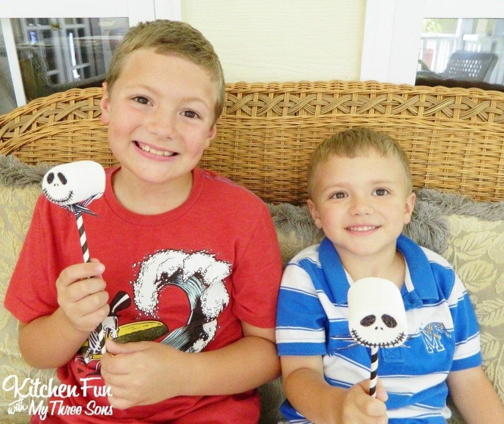 Here is my 8 & 4 year old with their Jack Skellington Pops