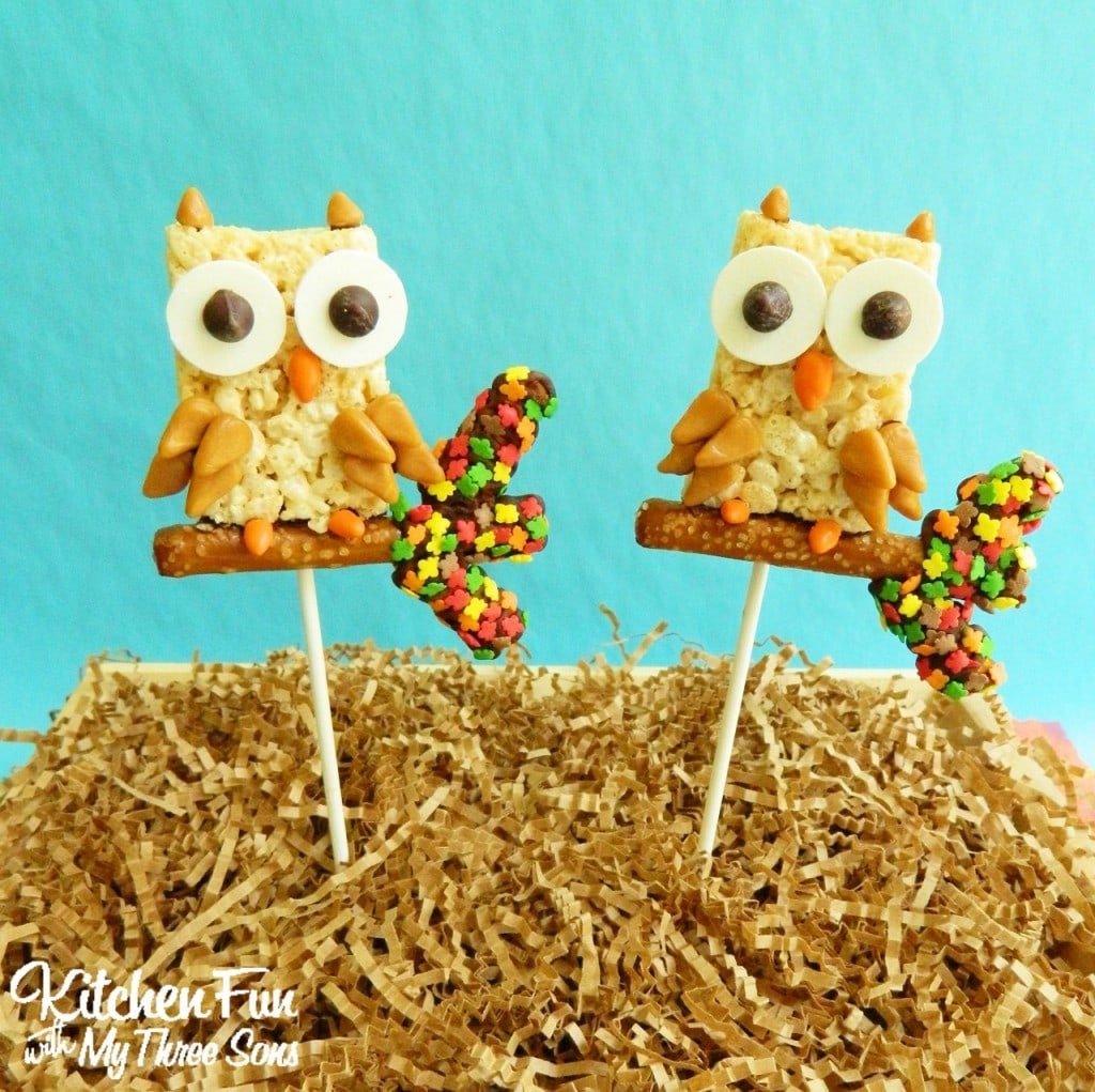 Fall Owl Rice Krispie Treat Pops
