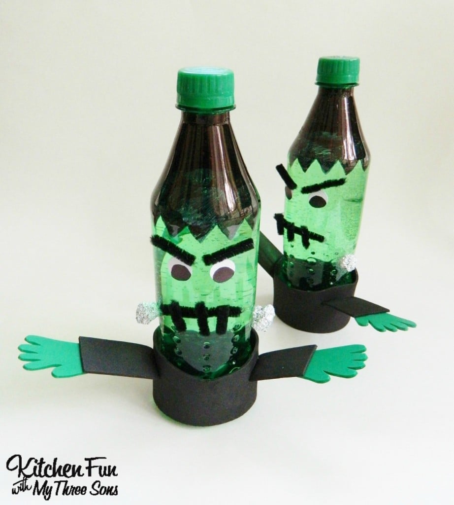 Halloween Frankenstein Sprite Bottle Craft
