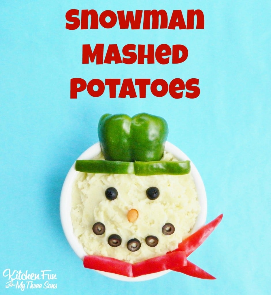 Snowman Mashed Potatoes for a Christmas Dinner