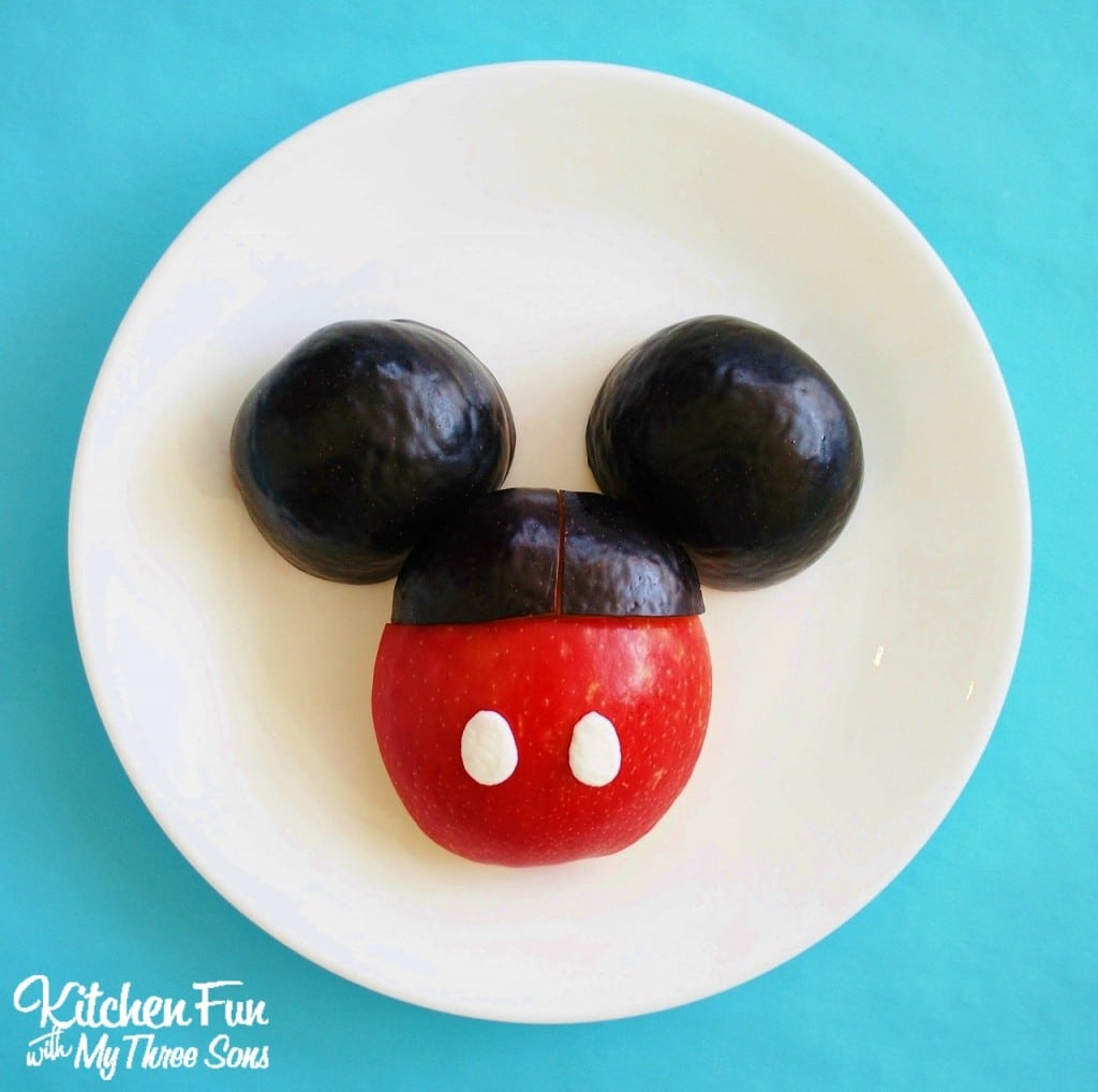 Disney Mickey Mouse Fruit Snack....a healthy fun food snack idea from KitchenFunWithMy3Sons.com