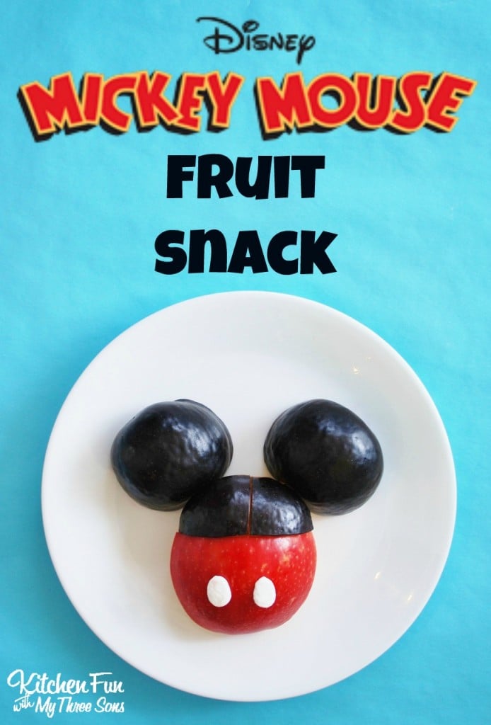 Disney Mickey Mouse Fruit Snack....a healthy fun food snack idea from KitchenFunWithMy3Sons.com