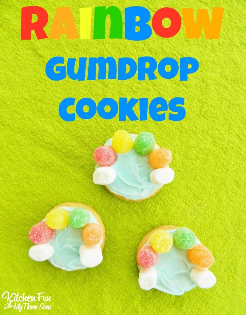 Easy Rainbow Gumdrop Cookies for St. Patrick's Day from KitchenFunWithMy3Sons.com