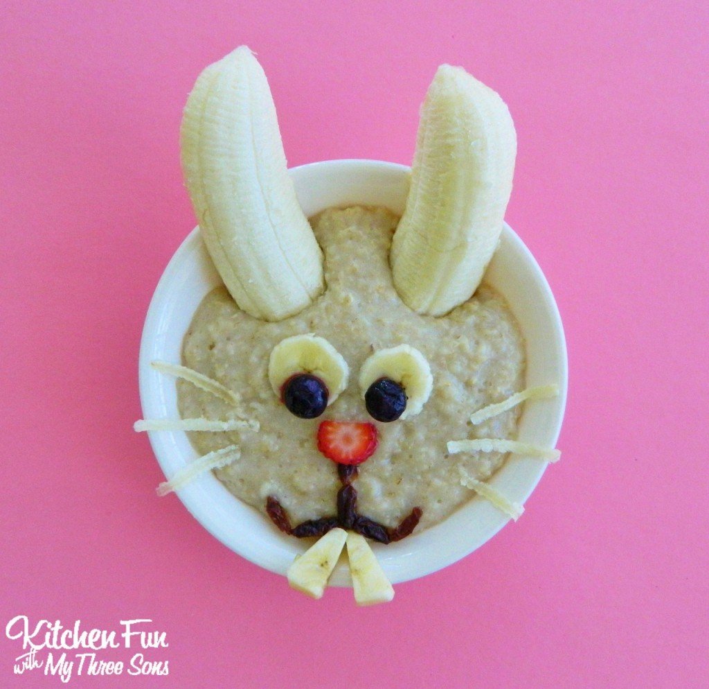 Easter Bunny Oatmeal Breakfast from KitchenFunWithMy3Sons.com