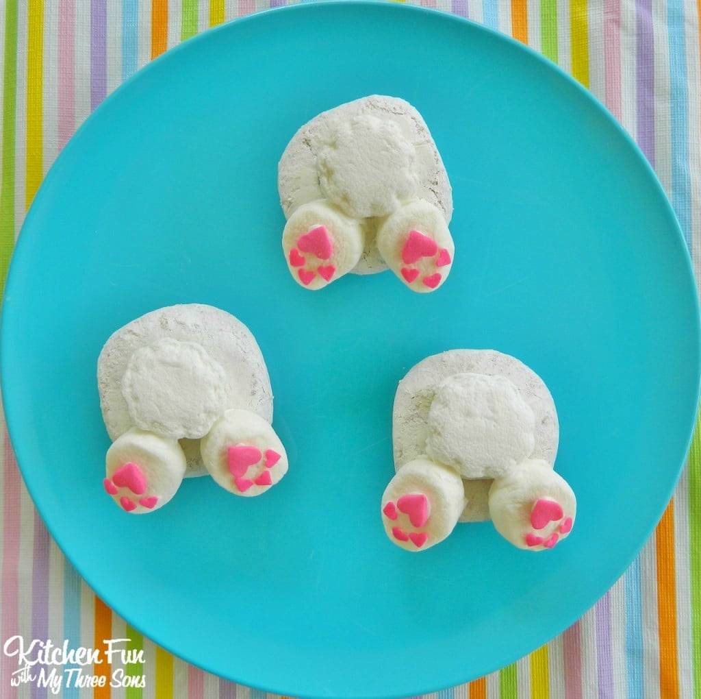 Bunny Butt Donuts for a Preschool Easter Party! KitchenFunWithMy3Sons.com