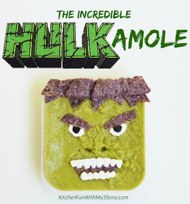 HULKamole using Wholly Guacamole & The Avengers Party from KitchenFunWithMy3Sons.com