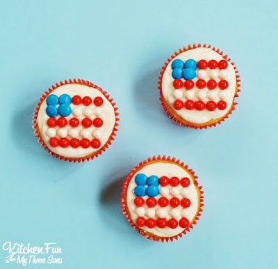 Patriotic American Flag Candy Cupcakes