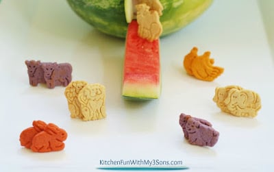 Noah's Ark Watermelon Snack from KitchenFunWithMy3Sons.com