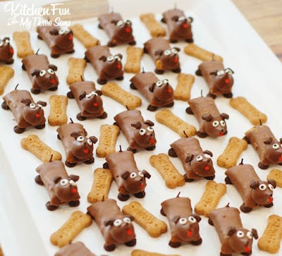 Candy Bar Dog Treats...so cute & easy to make from KitchenFunWithMy3Sons.com