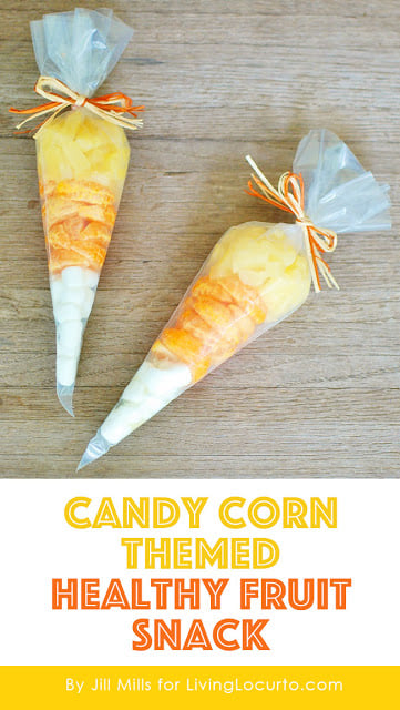 Candy Corn Healthy Halloween Fruit Snack for Kids from KitchenFunWithMy3Sons.com