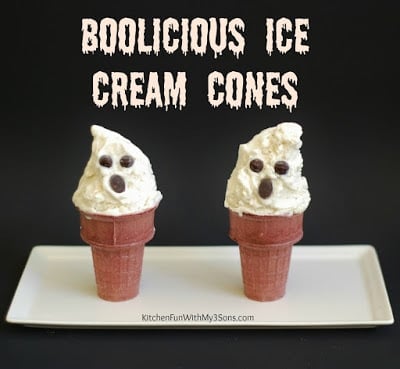 Halloween Ghost Ice Cream Cones from KitchenFunWithMy3Sons.com