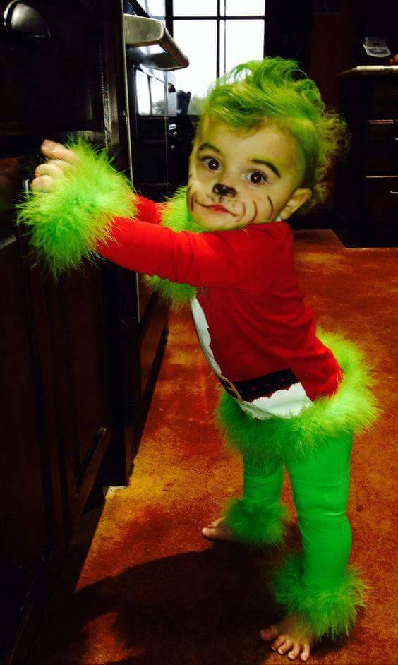 Baby Grinch Costume - these are the BEST Halloween Costume ideas for Babies & Kids! This would also be so cute for a Christmas photo!