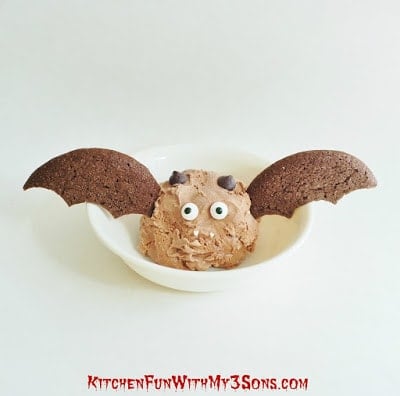 Halloween Bat Ice Cream for a fun & easy Halloween treat from KitchenFunWithMy3Sons.com