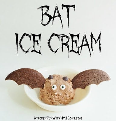 Halloween Bat Ice Cream for a fun & easy Halloween treat from KitchenFunWithMy3Sons.com