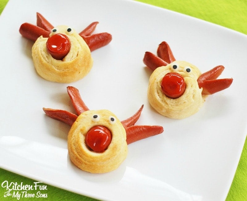 Rudolph the Red Nose Reindeer Hot Dog on a plate