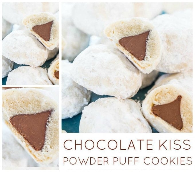 Chocolate Kiss Powder Puff Cookies for Christmas