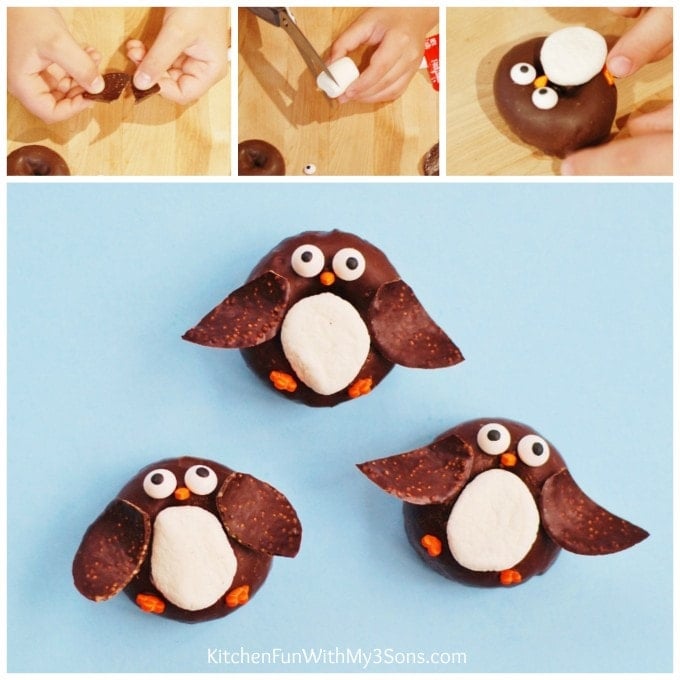 Easy Christmas Penguin Mini Donuts from KitchenFunWithMy3Sons.com