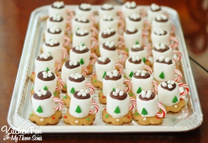 Christmas Hot Chocolate Marshmallow Mug Treats from KitchenFunWithMy3Sons.com