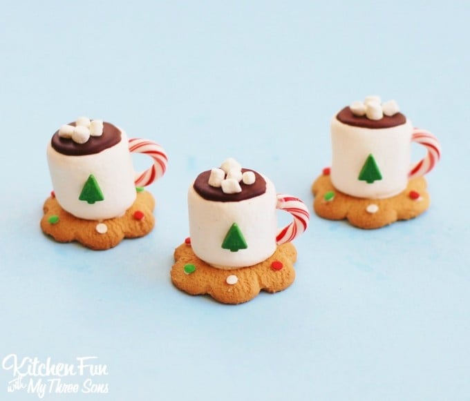 Christmas Hot Chocolate Marshmallow Mug Treats from KitchenFunWithMy3Sons.com