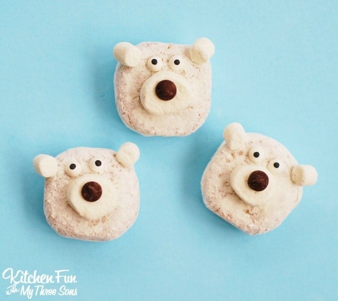 Easy Christmas Polar Bear Mini Donuts from KitchenFunWithMy3Sons.com