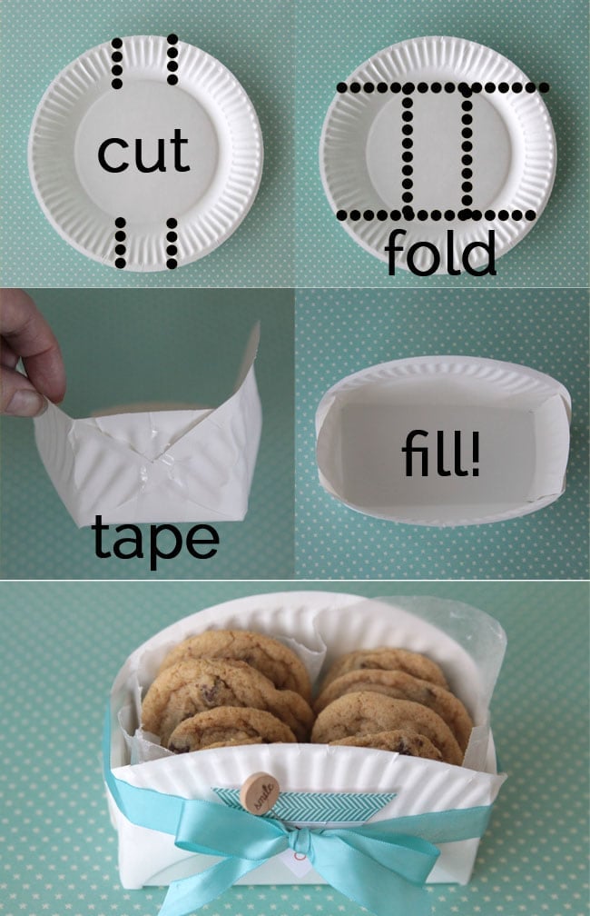 DIY Cookie Baskets made from Paper Plates....such a fun & easy Christmas gift idea!