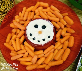 Snowman Dip with Carrot Noses